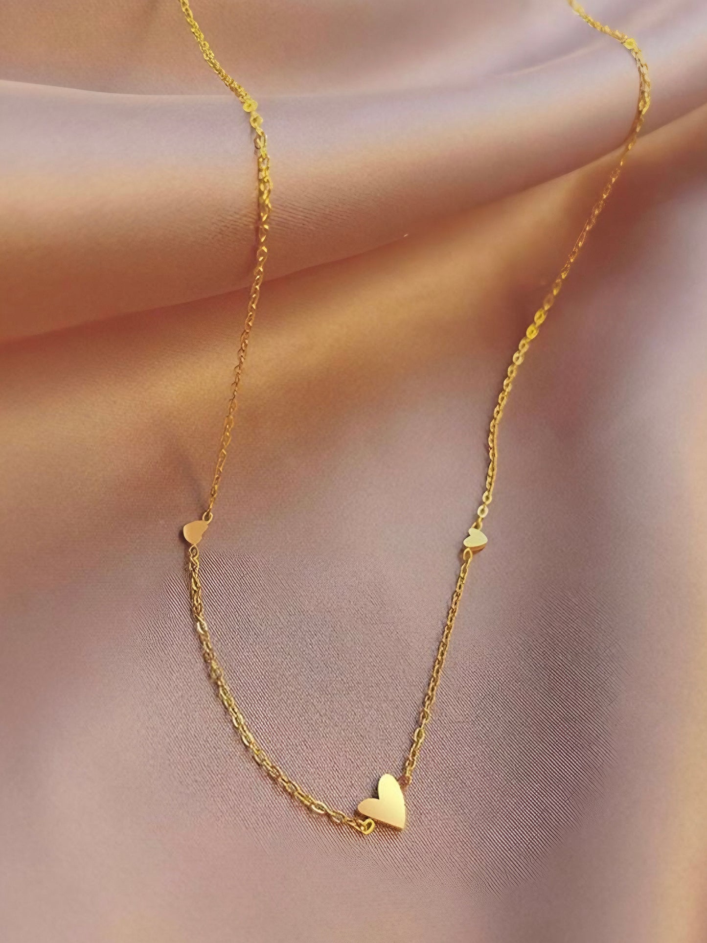 MINI HEART NECKLACE & BRACELET WITH FREE JEWELLERY BOX